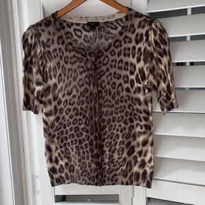 Talbots Brown Leopard Print Button-Up Shirt